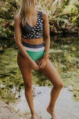 Black And Green Rocky Point V-Neck Bikini Set