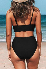 Strappy V-Neck High Waist Bikini Set