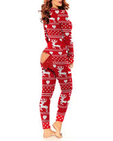 Christmas Cutout Functional Buttoned Flap Adults Pajamas