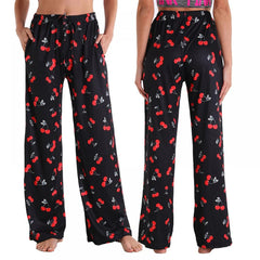 Peach Print Comfortable Stretch Pajama Pants with Pockets