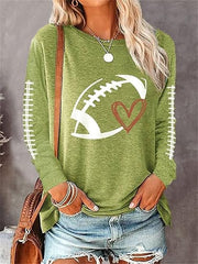 Baseball Print Crew Neck Long Sleeve Top