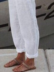 Cotton Loosen Solid Linen Pants
