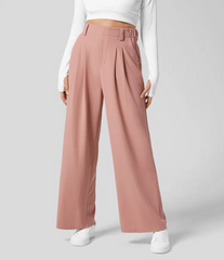 High Waisted Wide Leg Solid Color Waffle Casual Pants
