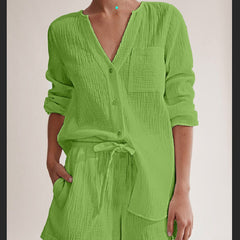 Solid Color Double Layer Gauze Cotton Fashion Suit