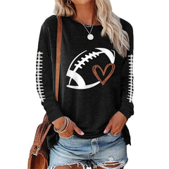 Baseball Print Crew Neck Long Sleeve Top