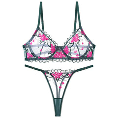 Green Sexy Lace Women's Bra Set