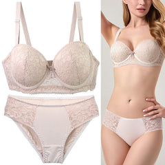 Sexy Lace Bra Set With Underwire And Push-Up Design