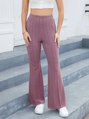 Women's Fashion Trend Solid Color Striped Tight-fitting High-Waist Casual Trousers