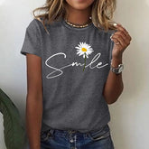 Casual Round Neck Patchwork Printed Short-Sleeved T-Shirt