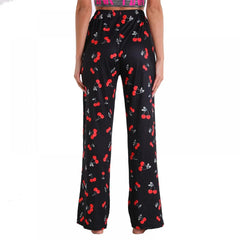 Peach Print Comfortable Stretch Pajama Pants with Pockets