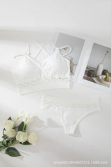 Hollow Briefs Cross Strap Camisole Bra Set