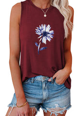 Summer Sleeveless Simple Printing Fashion Round Neck Vest