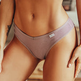 Ribbed Cotton V-Waist Vertical Stripe Mid-Waist Comfort Underwear