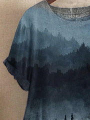 SHORT SLEEVE CASUAL PRINTED OMBRE/TIE-DYE SHIRTS & TOPS