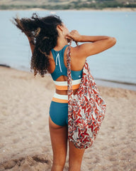 High-Waist Square Neck Laguna Cut Back Crop Bikini Set