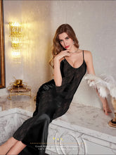 Sexy Ice Silk Lace Long Sling Nightdress
