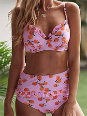 High Waist Halter Sexy Ruffled Bikini