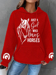 Horse Print Long Sleeve Hooded Sweatshirt