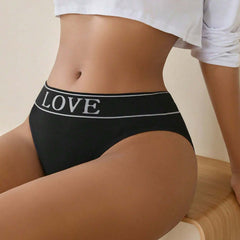 Letter Simple Soft Mid-Waist Fashionable Daily Comfortable Underwear