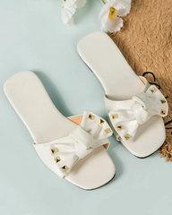 Studded Bowknot Fashion Slippers