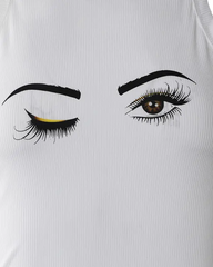 Eyelash Print Casual Tank Top