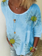 CHRYSANTHEMUM FLORAL PRINT LONG SLEEVE CASUAL BLOUSE FOR WOMEN