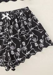 Halloween Skeleton Hand Camisole And Shorts Pajamas Set - Black