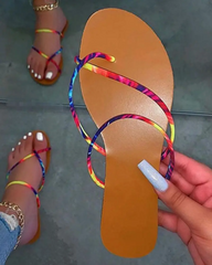 Toe Ring Colorblock Flat Sandals