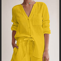 Solid Color Double Layer Gauze Cotton Fashion Suit