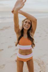 High-Waist Square Neck Madi Textured Color Block Bikini Set