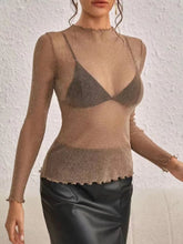 Apricot Mesh See-Through Top