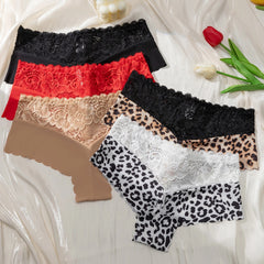 Lace Leopard Print Mid-Waisted Stylish Comfortable Breathable Boxer Briefs
