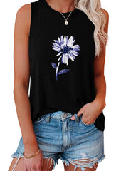 Summer Sleeveless Simple Printing Fashion Round Neck Vest