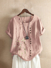 Crew Neck Short Sleeve Casual Shirt Top