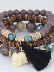 Ethnic Alloy Vintage Boho Beaded Tassel Bracelet