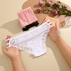 Sexy Low-Rise Panties With Lace Trim And Cotton Fabric