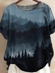 SHORT SLEEVE CASUAL PRINTED OMBRE/TIE-DYE SHIRTS & TOPS