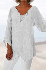 PLUS SIZE LOOSE LINEN WOMEN SUMMER BLOUSES