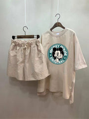 Cute And Fashionable T-Shirt And Wide-Leg Pants Two-Piece Suit