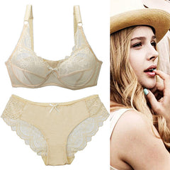 Ultra-Thin Transparent Plus-Size Lace Bra Set