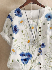 Crew Neck Loosen Printed Shirts & Tops