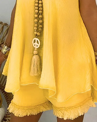 Yellow Sleeveless Flowy Top & Shorts Set