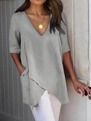 HALF SLEEVE IRREGULAR PLUS SIZE ASYMMETRICAL BLOUSES