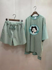 Cute And Fashionable T-Shirt And Wide-Leg Pants Two-Piece Suit