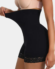Plus Size High Waist Shorts Body Shaper Seamless Lifting Shapewear With Lace Trim