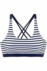 Spaghetti strap Blue and White Stripe Bikini Set