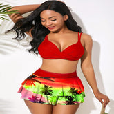 High Waist Ruffled Printed Bikini Set