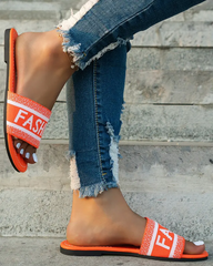 Fashion Pattern Wide Strap Beach Slippers