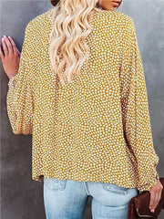 Floral Long Sleeve V-Neck Loose Casual Shirt