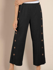 Mid Waist Straight Fit Casual Pants